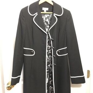 Loft Black Trench coat with white trim